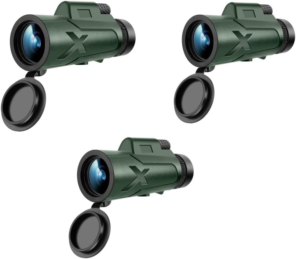 3PCS 12x50 High-Power Monocular Telescope Green