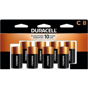 Duracell Coppertop C Batteries, 8 Count Pack, C Battery with Long-lasting Power, All-Purpose Alkaline C Battery for Household and Office Devices
