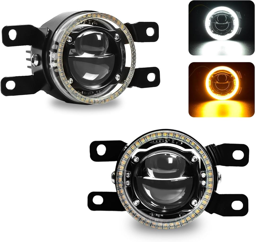 Angel Eye Laser Fog Light with DRL For Toyota 07-14 Camry, 08-15 Avalon,10-22 4Runner, 12-23 Tacoma,15-20 Tundra,16-22 RAV4, 16-19 Highlander,LED Fog Lamp Set with HB&LB
