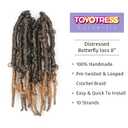 Toyotress Butterfly Locs Crochet Hair - 8 inch 7Pcs Ombre Blonde Pre-twisted Distressed Crochet Braids, Short Bob Faux Locs Pre-looped Synthetic Braiding Hair Extensions (8 Inch, T27-7P)