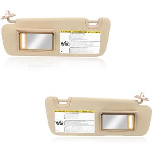 Left Driver & Right Passenger Side Sun Visor Compatible with Toyota Highlander 2014-2019 Replacement for 74320-0E074-A0 74310-0E074-A0 (Flaxen)