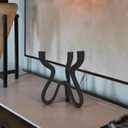 Triple Candle Holder Candelabra - Cast Iron Metal Taper Candlestick Stand with Matte Black Finish - Elegant Wedding Centerpiece for Home, Dining, Event Decor, 7.7"L x 7.7"W x 6.8"H