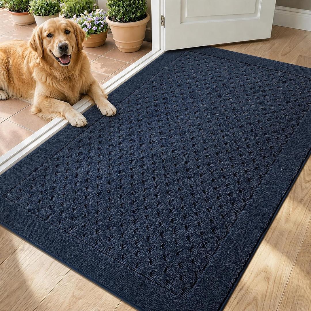 Dirt Trapper Door Mat 32"x 48", Non-Slip Entryway Rugs, Navy Blue
Washable Doormat, Stain Resistant and Absorbent Welcome Mat, Low Profile Floor Mats for Front Back and Entrance