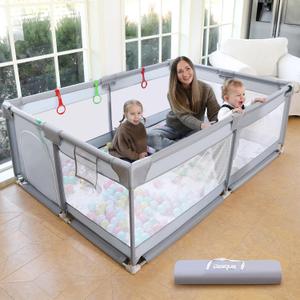 Baby Playpen, Playpen for Babies & Toddlers Sturdy & Safety Play Pen with Anti-Slip Base Activity Center Fence for Indoor & Outdoor Play Yard with Zipper Door (71x47'')