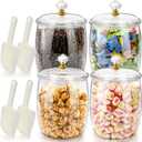 Pumtus 4 Pack Plastic Candy Jar with Lids & Scoops, 0.58 Gallon Clear Airtight Cookie Storage Canister, 75 OZ Large Laundry Detergent Holder, Food Container for Candy Buffet, Flour, Snack, Coffee