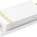 Napkin Holder for Bathroom, Guest Towel Holder Tray for Bathroom, White Guest Napkin Holders with Golden T-Handle, Disposable Hand Towel Tray for Guest Room, Table, Kitchen