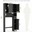 GOODONE Black Over The Toilet Storage Cabinet - with 3 Doors and Toilet Paper Holder Stand, FreeStanding, for Bathroom, Restroom, Laundry
