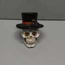 Halloween Skull Decorations Outdoor Solar Light, Spooky Red Eyes Skull Figurine with Hat & Black Cat, Skulls Halloween Decor for Yard,Lawn,Party,Garden & Graveyard