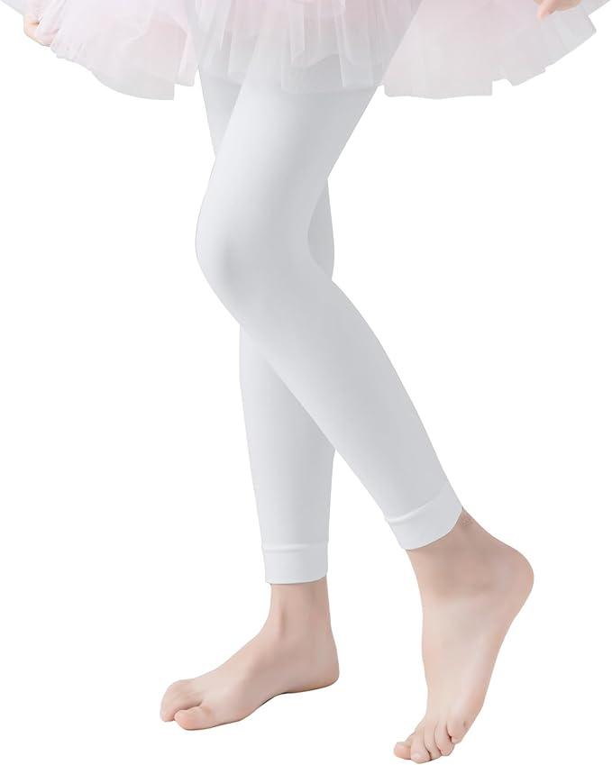 EPEIUS Ballet Tights for Girls Footless Dance Tights Toddler Soft School Stockings Kids Leggings Pantyhose, 3-5T
