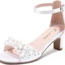 Furdeour Heels for Girls Dress Shoes Pearl Sandals Flower Girl Shoes Princess Teen Big Kids Wedding Dance Birthday Party Pageant