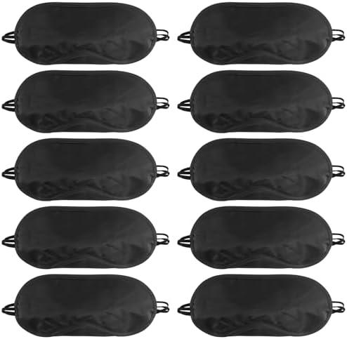 NICEMOVIC 10 Pcs Blindfold Sleep Eye Masks for Party Games Adults Couples Travel, Individually Wrapped Eye Covers with Nose Pad and Elastic Strap, Sleeping Mask for Kids Men Women (Black)