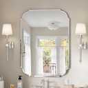 Silver Wall Mirror-Beveled Edge Frameless Mirror for Bathroom, Vanity, Bedroom, Rectangle Mirrors （32X24inch）
