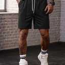 Men's Sweat Shorts Elastic Waist Drawstring 6'' Inseam Casual Gym Athletic Shorts with Pockets (S-3XL) (Black, XL)