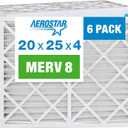 Aerostar 20x25x4 MERV 8 - 6 Count - High Efficiency Pleated HVAC, Furnace & Air Conditioner Filters - Removes Dust, Lint, Mold & Allergy-Causing Pollen