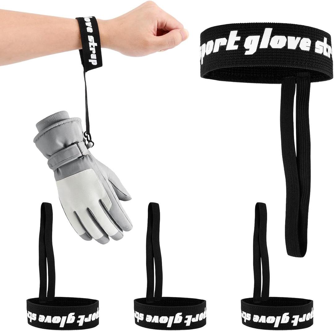 Tookie 4pcs Sport Glove Safet-y Strap, Elastic Wrist Leash Glove Straps, Adjustable Ski Glove Wrist Straps Universal Strap for Skiing, Snowboarding, and Outdoor Activities(Black)