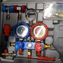 VTG VOGTEN 4.5 CFM AC Vacuum Pump and Gauge Set,for Mini Split/HVAC/Auto Systems,Manifold Gauge Kit Fits R134a R22 R410a R404a,with Leak Detector,Upgraded Trifold Storage Case,3 Hoses,R134a Can Tap