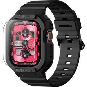amBand E1 Sport Case Band for Apple Watch Ultra 3/2/1 & SE 3/2/1 & Series 11 10 9 8 7 6 5 4 3 49mm 46mm 45mm 44mm 42mm 41mm 40mm 38mm, Shockproof & Scratch Resistant Rugged Bumper for Men Women