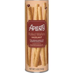 4 x Amazon Brand - Aplenty, Hazelnut Rolled Wafers, 5 oz (EXP 08/13/26)