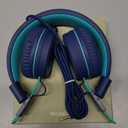 Kids Headphones - noot products K11 Foldable Stereo Tangle-Free 3.5mm Jack Wired Cord On-Ear Headset for Children/Teens/Boys/Girls/Smartphones/School/Kindle/Airplane Travel/Plane/Tablet (Navy/Teal)