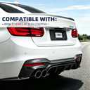 Rear Diffuser Compatible with 2012-2018 FIT BMW 3 Series F30 Sedan M Sport Bumper Only, Carbon Fiber Look (Hydro-Dip) PP Lower Valence, Left-Side Twin Exhaust Cutout (328i 330i Spec)