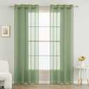 MIULEE 2 Panels Solid Color Green Sheer Curtains 72 Inch Length Set Elegant Grommet Light Filtering Window Voile Panels/Drapes/Treatment for Bedroom Living Room W54 x L72 Inch, Sage