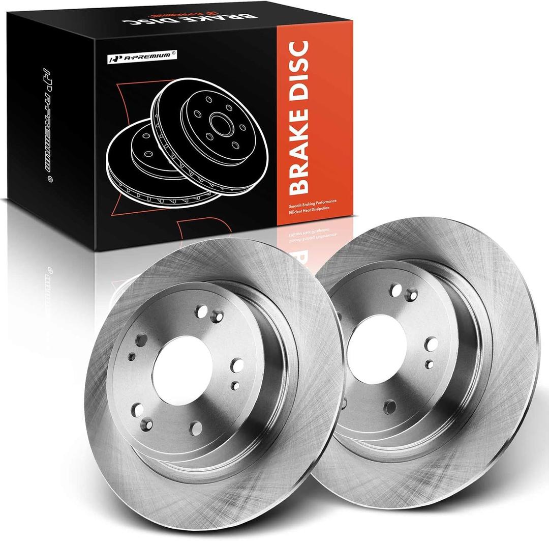 A-Premium 11.10 inch (282mm) Rear Solid Disc Brake Rotors Compatible with Select Honda and Acura Models - Accord 2005-2021,Civic 2015, HR-V/ILX 2016-2021, TSX 2009-2014, 2-PC Set