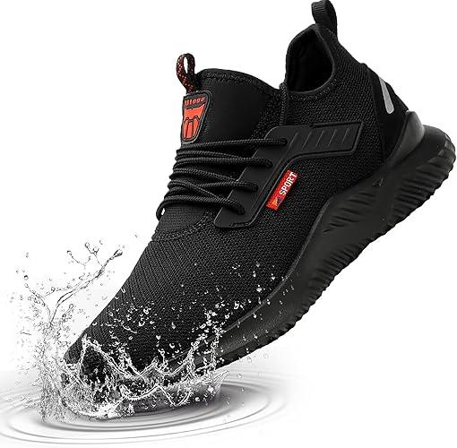 Waterproof Steel Toe Shoes for Men Women Work Shoes Lightweight Safety Sneakers Comfortable Puncture Proof Shoe Zapatos Punta de Acero para Hombres Black Size 44