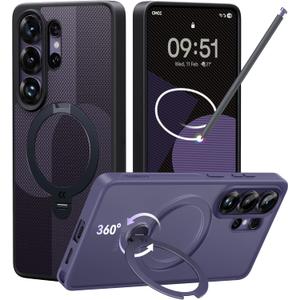 CASEKOO Geo Purple for 26U Case with 360 Spin Magnetic Stand [Fit for MagSafe] [18FT MIL-STD Protection] Shockproof Invisible Ring Holder Matte s26U Phone Case 6.9'' (Two-Tone Purple)
