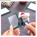 UNIQOOO 8 Pcs Christmas Acrylic Green Photo Frame Ornaments for Display Picture, 2 x 3 inch Festive Hanging Decoration, Double-Sided Picture Frames for Holiday, Home, Party, Xmas Tree Decorations