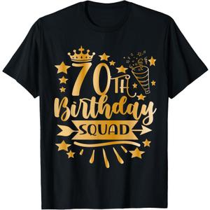 70th Birthday Squad 70 Years Crown 70 Yrs Old Birthday Queen T-Shirt 3XL