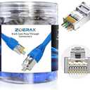 50 Pack Cat 6A Shielded Pass Through RJ45 Connectors with 50 Pack Strain Relief Boots, Modular Plug 3-Prong Gold Contacts 1.20mm RJ45 Pass Through Connector for Solid or Stranded STP Network Cable