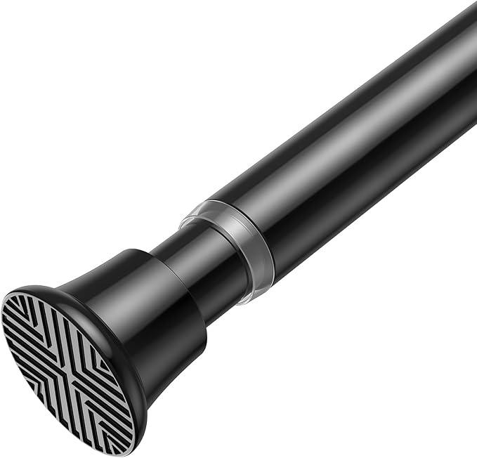 AIZESI Spring Tension Curtain Rod 23-46 Inch Adjustable Curtain Rods No Drilling Black Tension Rods for Window, Doorway, Kitchen, Closet