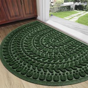RORA Half Circle Door Mat Front Door Mat Outside Entrance Welcome Mats Outdoor Indoor Semicircular Doormat for Outdoor Half Round Door Mats for Garage Muddy Paws 24"x36"