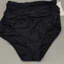 COCOPEAR Women's Ruched High Waisted Bikini Bottom Retro Vintage Swim Short Tankinis (Medium, Black)