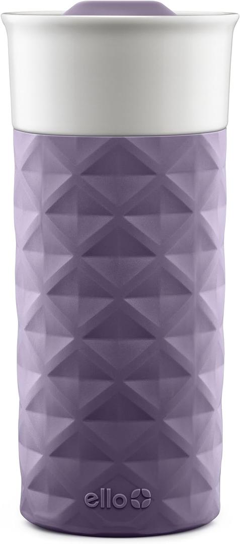Ello Ogden 16oz Ceramic Travel Mug with Splash-Resistant Slider Lid and Protective Silicone Sleeve, Perfect for Coffee or Tea, BPA-Free, Gift for Holiday Him Her Mother's Day, Dishwasher Safe (Deep Purple)