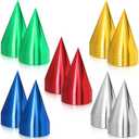 Sumind Colorful Birthday Party Hats Cone Hats for Adults Metallic Foil Cone Headwear