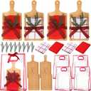 Suclain 4 Sets Christmas Kitchen Gifts Christmas Cutting Board Sets with Gift Bag Waffle Dish Cloths Plaid Ribbon Housewarming Cooking Gifts for Neighbor Xmas Home Party Decor