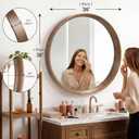 Brakki Round Wall Mirror with Wood Frame, 36" Circle Mirror for Bathroom