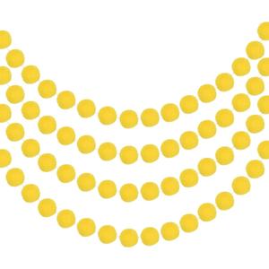 MECCANIXITY 4Pcs Felt Ball Garland Yellow Pom Pom Garland Handing Balls 7.55 Feet Long 20 Balls Party Banner Decor for Christmas Birthday Party Decoration