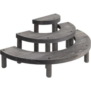 MyGift 3 Tier Cupcake Stand, Vintage Gray Weathered Solid Wood Semicircle Dessert Appetizer Stands, Tiered Platform Display Risers for Spice Jars Cosmetics, 3-Piece Set