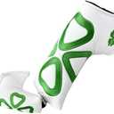 Kimpengofu Golf Club Head Covers Shamrock Putter Cover Blade Magnetic Closure Soft Synthetic PU Leather with Embroidery Lucky Clover Pattern Headcovers