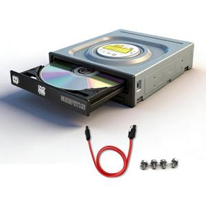 24X Internal Optical Drive for PC and Tower Chassis, DVD/CD Read/Write Drive with 5.25 SATA Interface, CD Burner, Compatible with Windows 7/8/10/11/XP/Linux/macOS