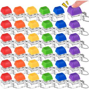 36 Pcs Keyboard Fidget Clicker Keyboard Keychain Decompression Relief Toys Button Stress Relief Gifts for Adults Pass the Time (Classic Color)