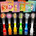 VEALIZUU 24 Pack Valentines Day Cards for Kids with Finger Lights, School Classroom Valentine Exchange Card for Toddlers Boys Girls Class, Valentine’s Day Gifts Light Up Party Favors
