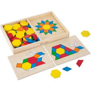 Melissa & Doug Pattern Blocks and Boards with 120 Multi-Colored Wooden Shape Tiles, 5 Double-Sided Puzzle Boards, Tangram Puzzles, Montessori Toys for Girls & Boys Melissa & Doug Pattern Blocks and Boards with 120 Multi-Colored Wooden Shape Tiles, 5 Double-Sided Puzzle Boards, Tangram Puzzles, Montessori Toys for Girls & Boys