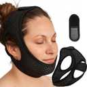 Sleep Apnea Devices - Chin Strap for Sleeping, Airflow Jaw Strap, Effective Anti Snoring Solution for Men and Women, Anti Snore Devices Breathable and Reusable (Black & 54CM & 1PCS