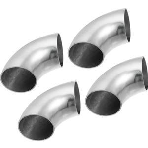 4pcs OD 2 Inch 90 Degree Mandrel Bend Elbow SS304 Stainless Steel Bend Tube Exhaust Elbow Pipe for Car Modified Exhaust System 2" Piping Silver Tone Replacement