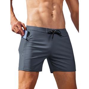 AI'MAGE Mens Short Swim Brief Lightweight Swimming Trunks Swimwear Square Leg Summer Beach Board Short with Zipper Pocket Grey XXL (XXL)