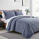 Love's cabin Quilts for Queen Bed Blue Bedspreads - Soft Bed Summer Quilt Lightweight Microfiber Bedspread- Modern Style Coin Pattern Coverlet for All Season - 3 Piece (1 Quilt, 2 Pillow Shams) (Full/Queen (90"x96"))