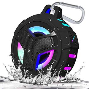 EBODA Bluetooth Shower Speaker, Portable Bluetooth Speakers, IP67 Waterproof Wireless Speaker with LED Light, Floating, 2000mAh, True Wireless Stereo for Kayak, Beach, Gifts for Unisex , Black